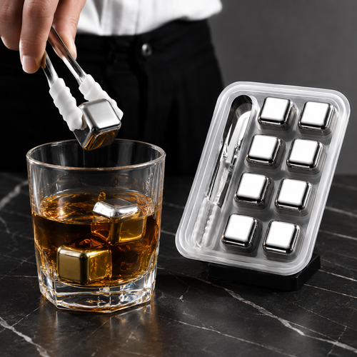 Reusable Ice Cubes 8 Pcs – Stainless Steel Drink Cooler Stones